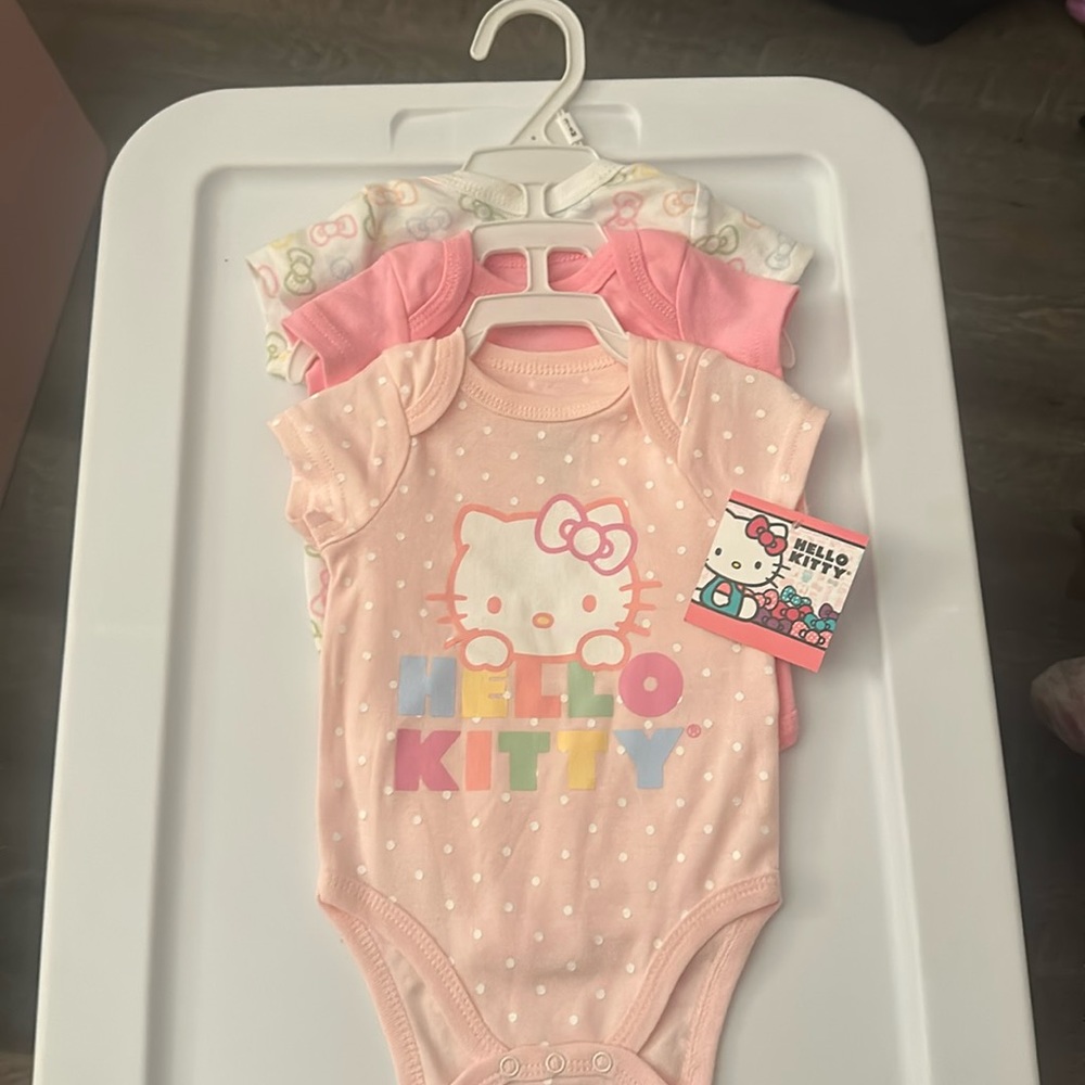 Hello Kitty Sanrio 3 Piece Baby Girl Onesies